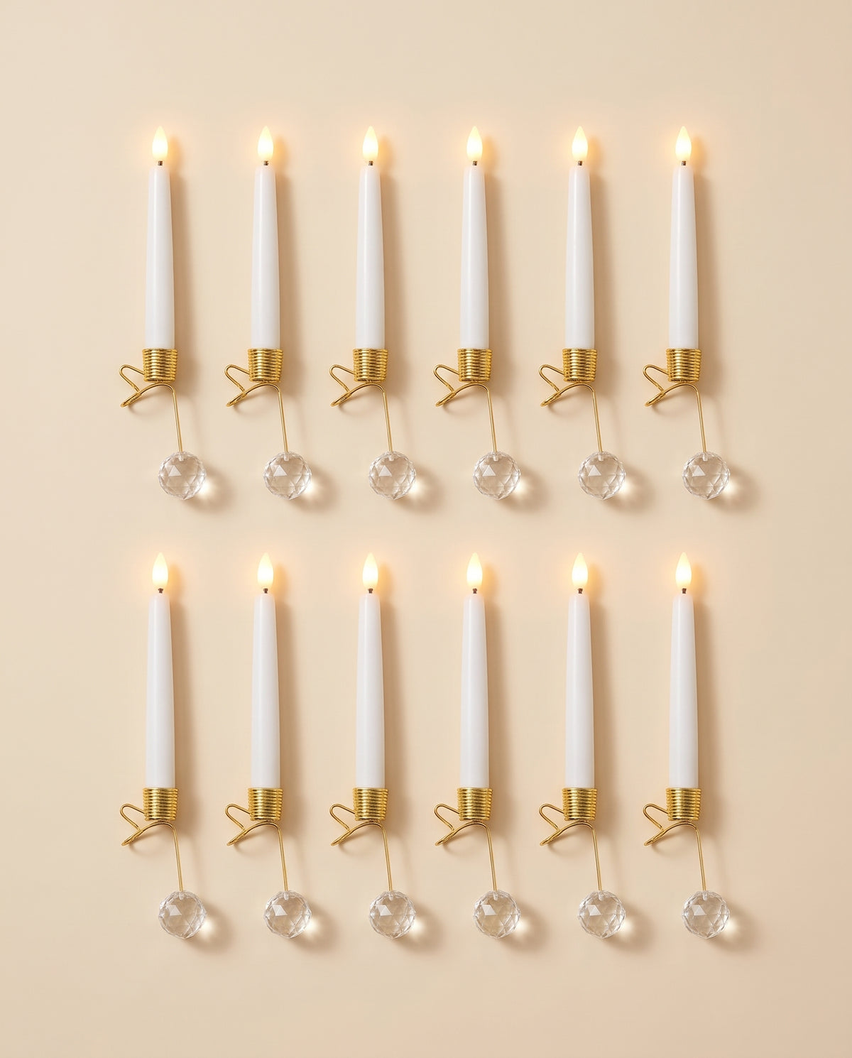 Clip-On LED Taper Candles for Christmas Tree, Set of 12