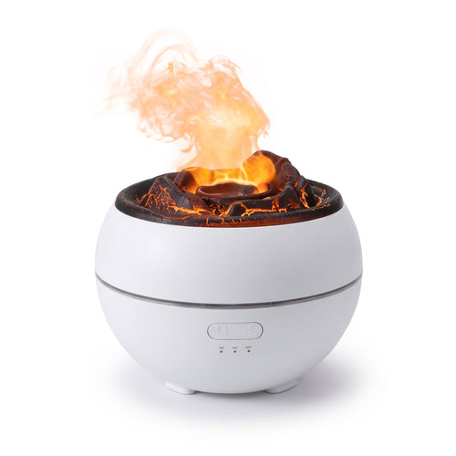 Volcano flame aroma diffuser on white background
