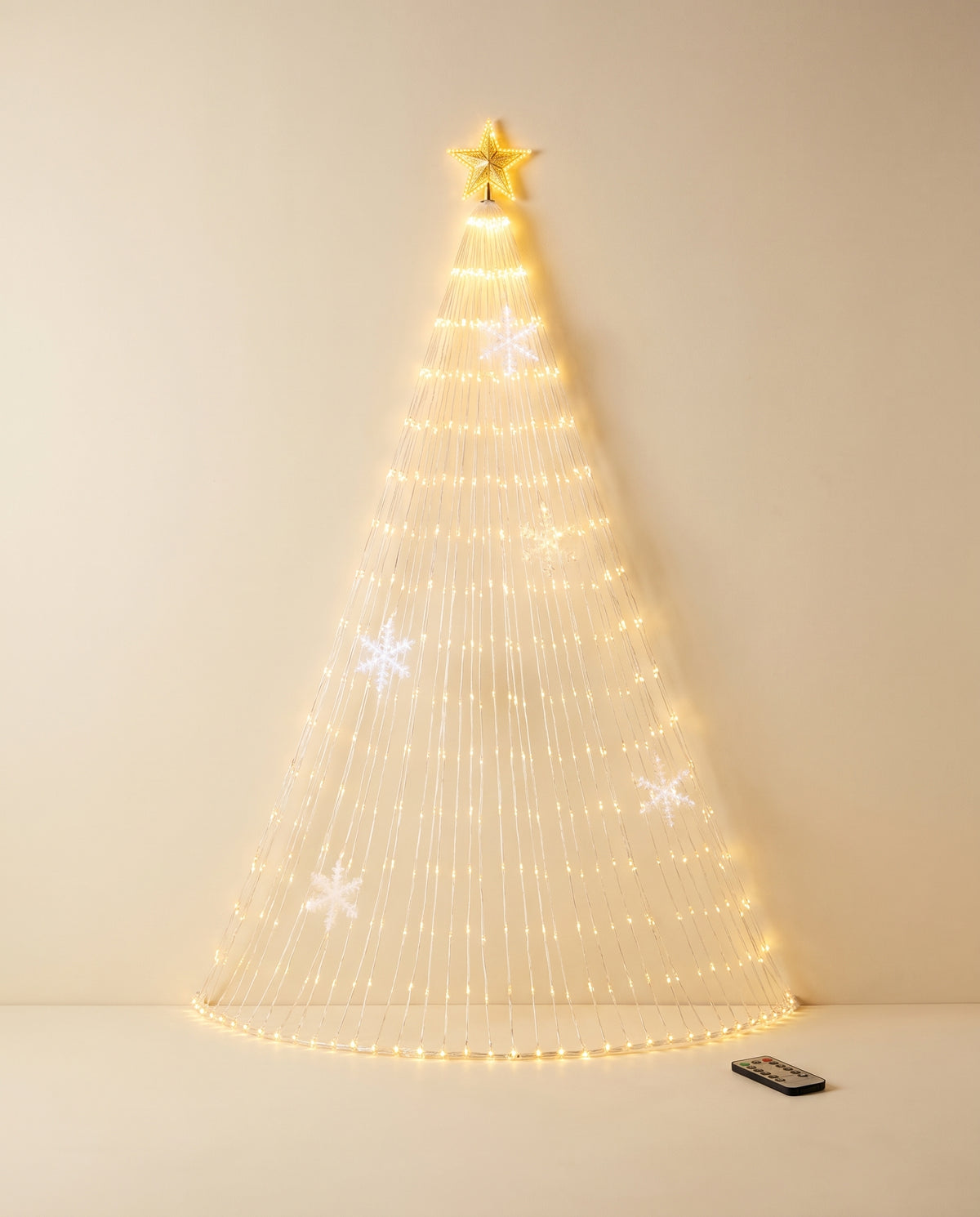 RGB LED Christmas tree wall lights glowing warm white with remote