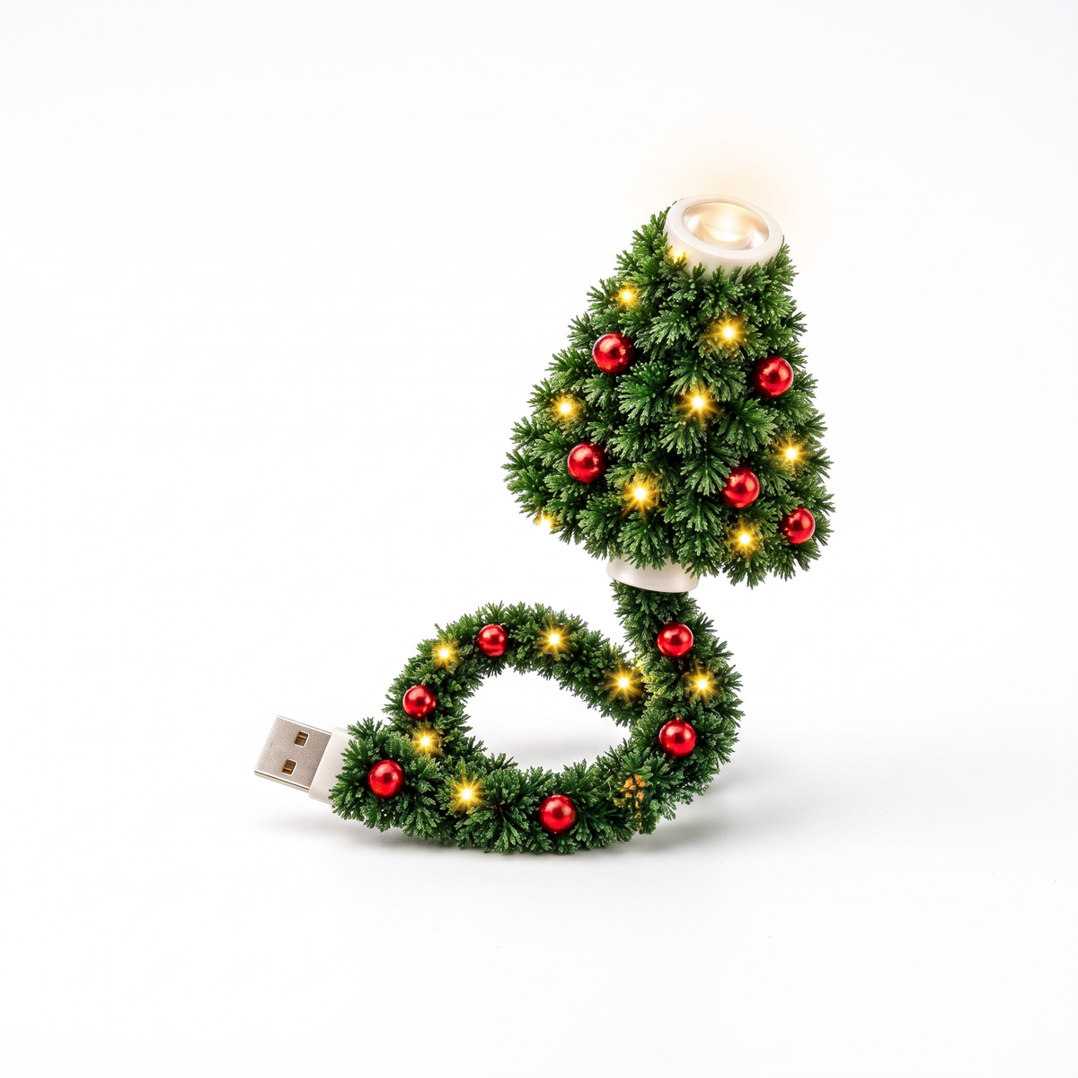 Christmas tree USB projector light on white background