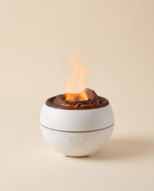 Volcano flame aroma diffuser with glowing mist