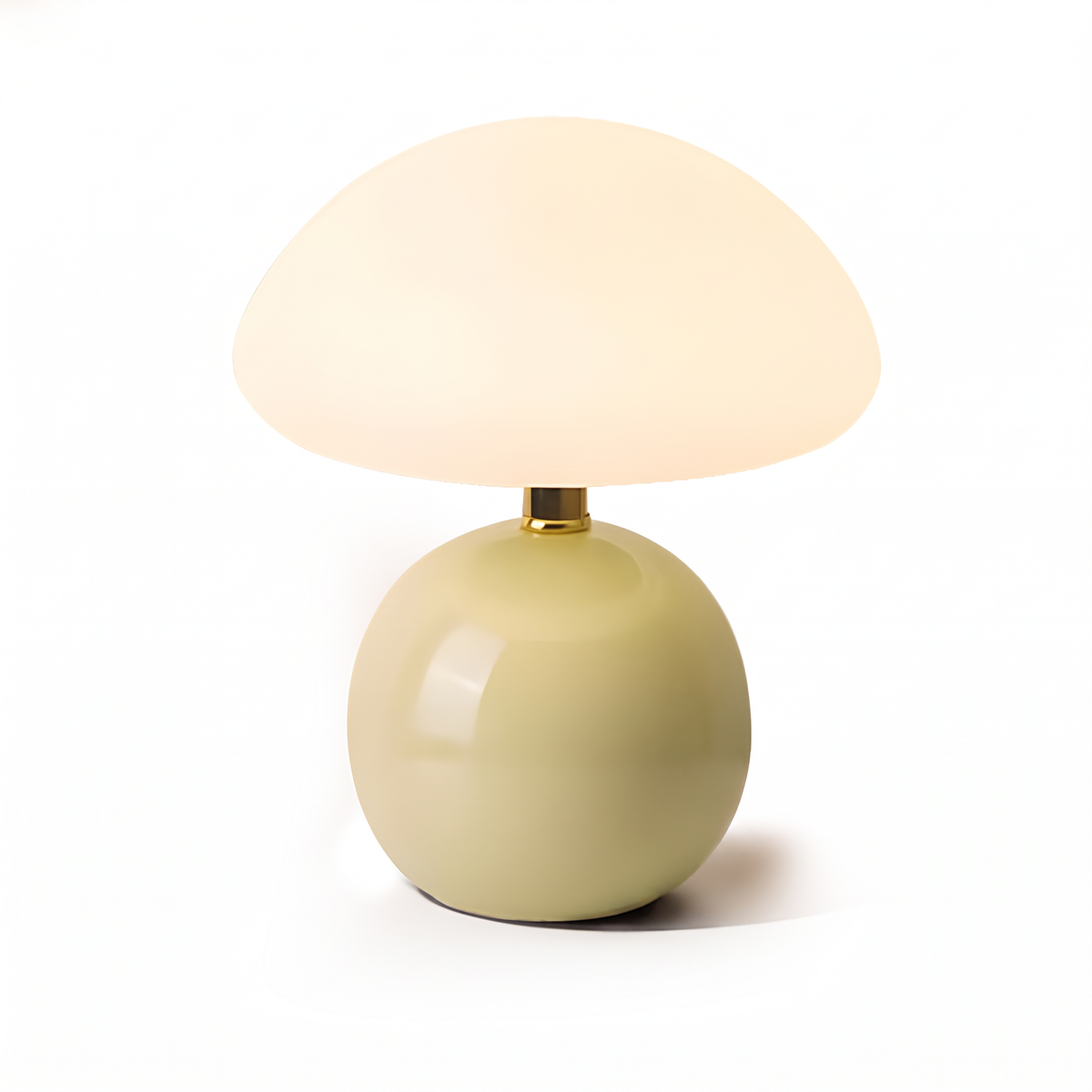 Glass mushroom table lamp on white background