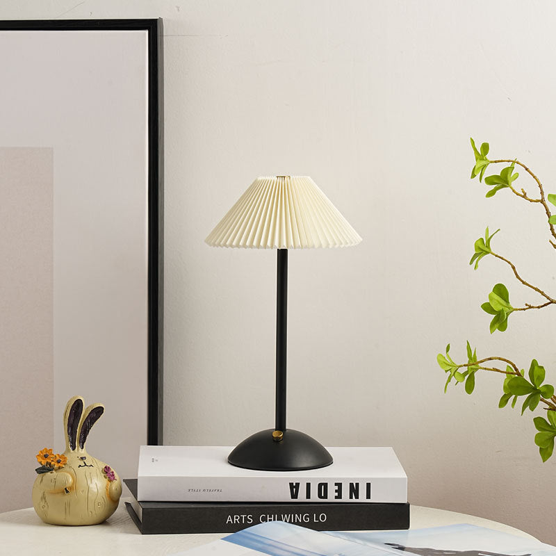 Pleated Table Lamp, Rechargeable Cordless Bedside Lamp