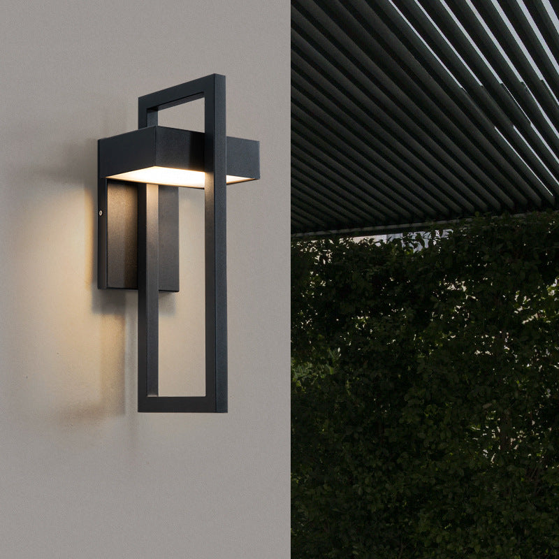 Modern Outdoor Wall Light, Black LED Porch Light