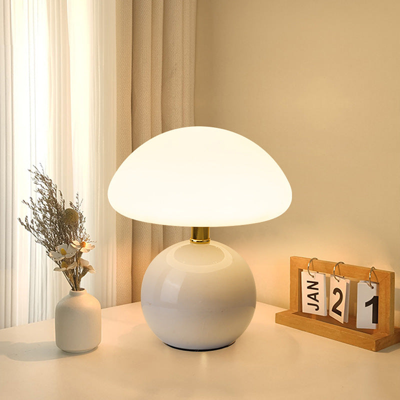 Mushroom Lamp, Glass Table Lamp for Bedroom, Dimmable