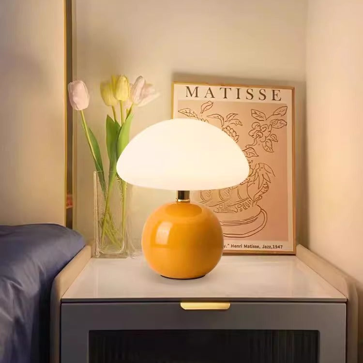 Mushroom Lamp, Glass Table Lamp for Bedroom, Dimmable