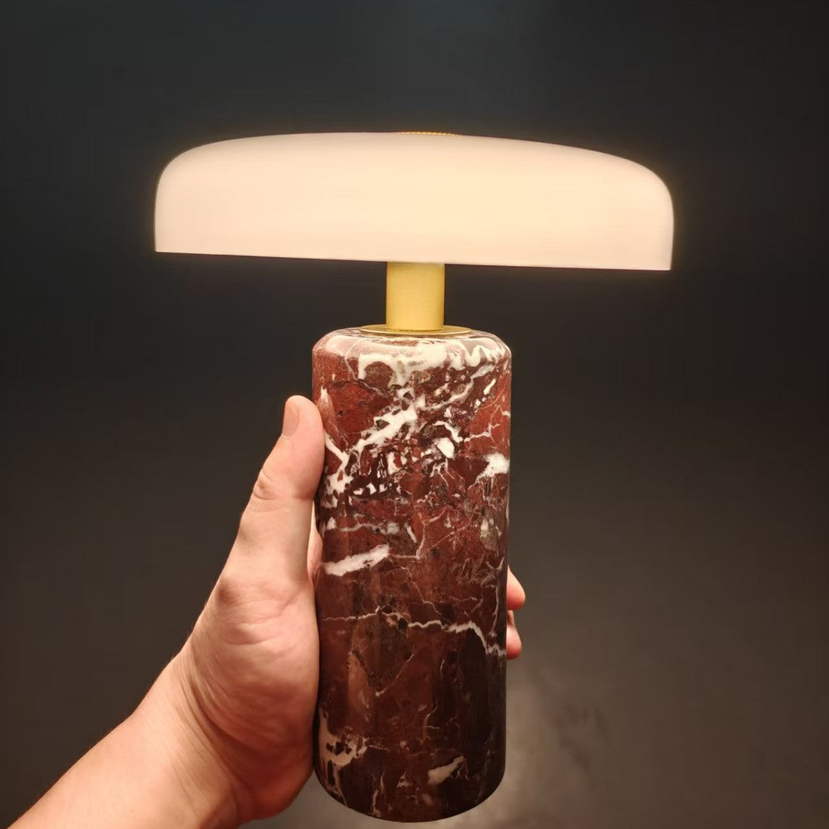 Marble Table Lamp, Cordless Rechargeable Mushroom Lamp