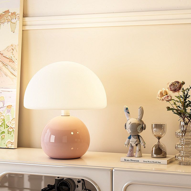 Mushroom Lamp, Glass Table Lamp for Bedroom, Dimmable