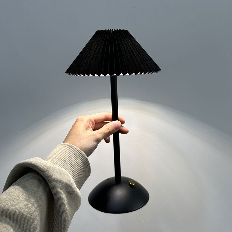 Pleated Table Lamp, Rechargeable Cordless Bedside Lamp
