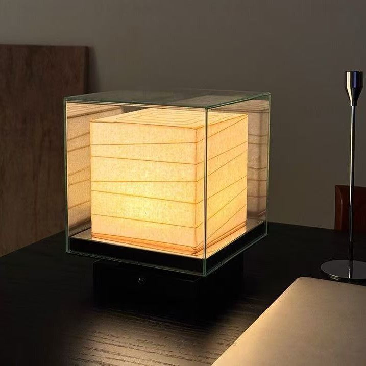 Paper Cube Table Lamp, Glass Box Designer Lamp, 3 Colors
