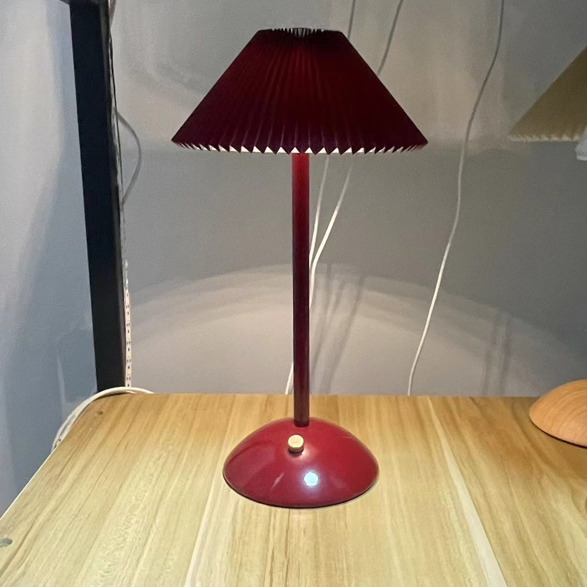 Pleated Table Lamp, Rechargeable Cordless Bedside Lamp