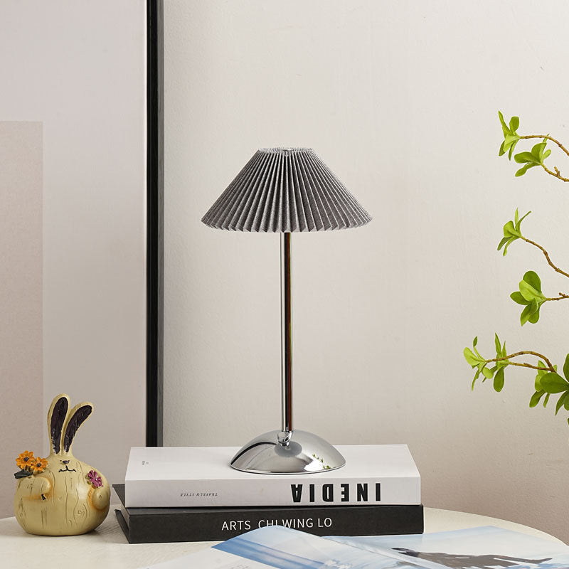 Pleated Table Lamp, Rechargeable Cordless Bedside Lamp