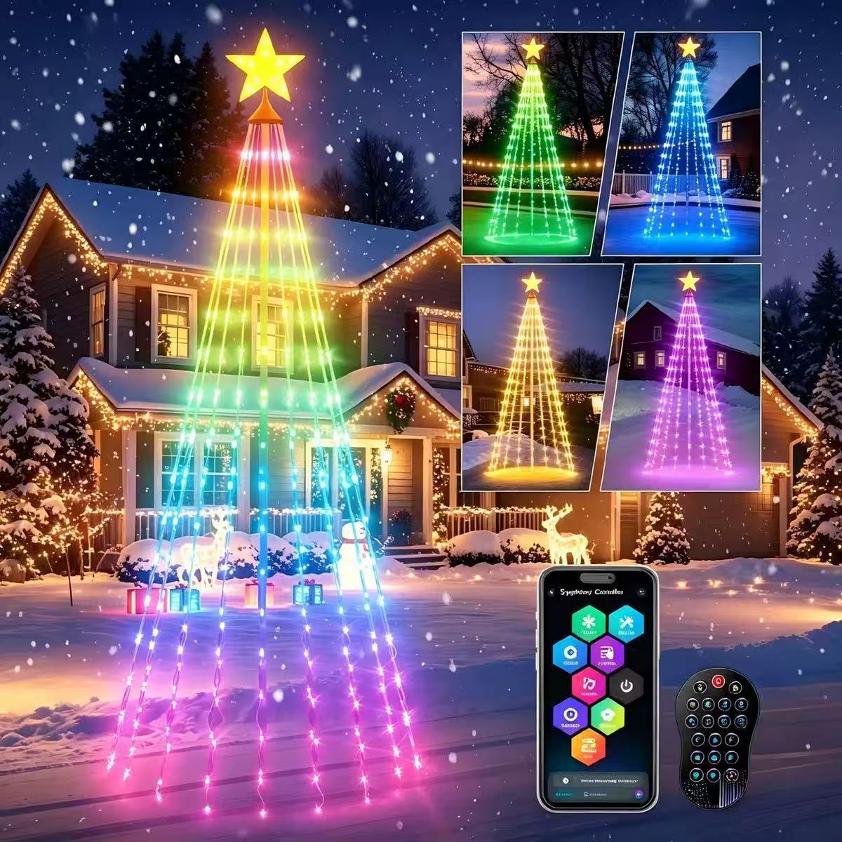 Wall Christmas Tree Lights, RGB LED with Remote