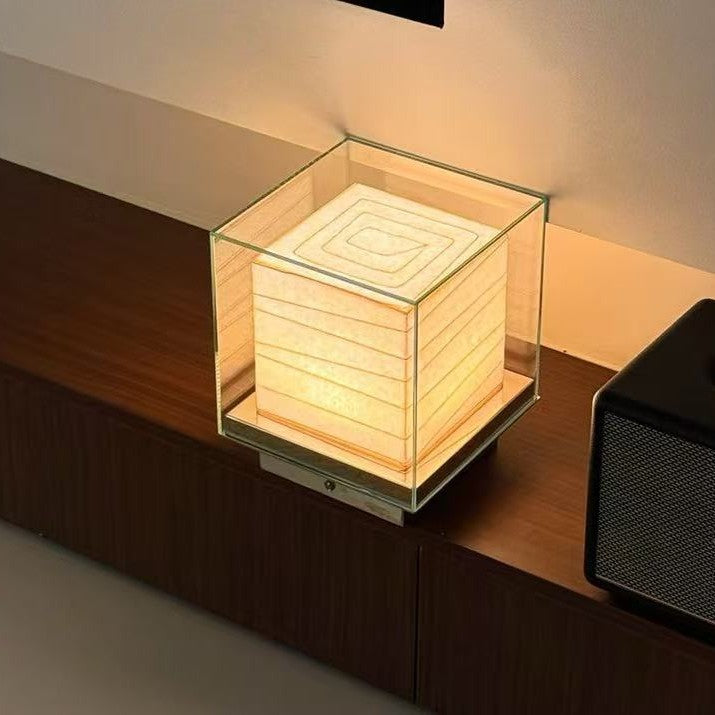 Paper Cube Table Lamp, Glass Box Designer Lamp, 3 Colors