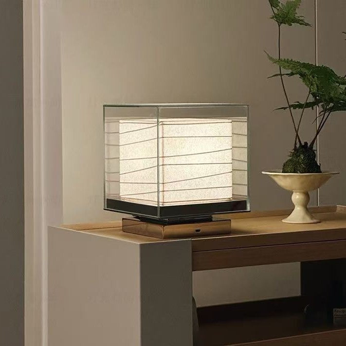 Paper Cube Table Lamp, Glass Box Designer Lamp, 3 Colors