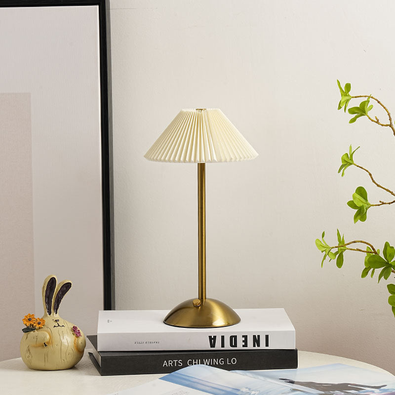 Pleated Table Lamp, Rechargeable Cordless Bedside Lamp