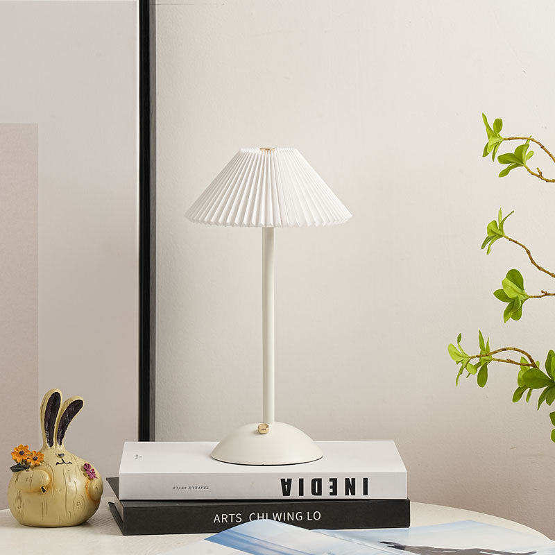 Pleated Table Lamp, Rechargeable Cordless Bedside Lamp