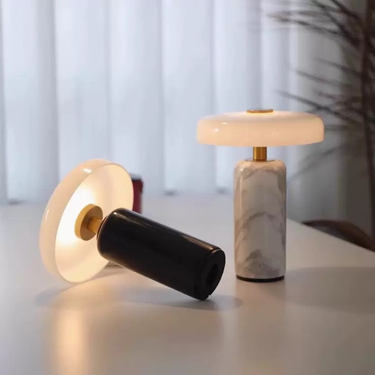 Marble Table Lamp, Cordless Rechargeable Mushroom Lamp