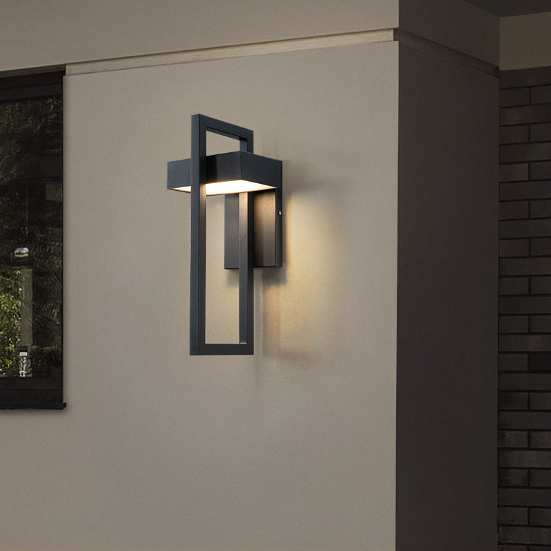 Modern Outdoor Wall Light, Black LED Porch Light