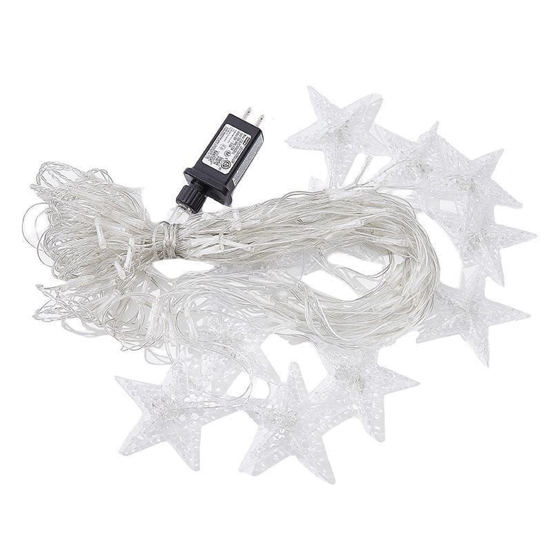 Outdoor Christmas Star Curtain Lights, Solar or Plug-In