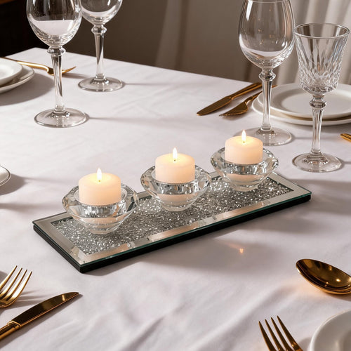 Crushed diamond mirrored candle holder 1